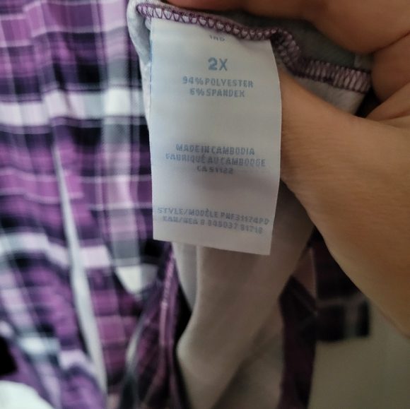 Ladies 2xl long sleeve purple plaid top - Picture 5 of 7